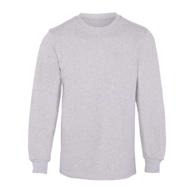 Open End Basic Uzun Kol Bisiklet  Yaka Tişört Gri